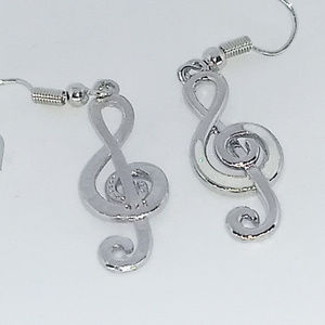 Jewelry - MUSIC NOTE EARRINGS - Treble Clef Silver Jewelry Jewelry - MUSIC NOTE EARRINGS - Treble Clef Silver Jewelry